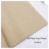 Gold Foil Chinese Rice Paper 100sheet Painting Calligraphy Xuan Paper Chinese Rice Paper with Scattered Gold Spot Papel Arroz