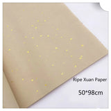 Gold Foil Chinese Rice Paper 100sheet Painting Calligraphy Xuan Paper Chinese Rice Paper with Scattered Gold Spot Papel Arroz