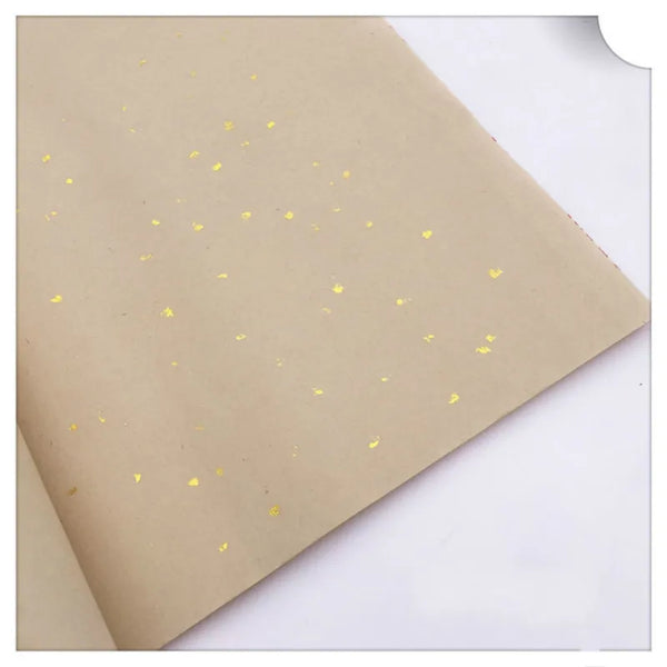 Gold Foil Chinese Rice Paper 100sheet Painting Calligraphy Xuan Paper Chinese Rice Paper with Scattered Gold Spot Papel Arroz