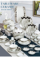 AOOKMIYA Jingdezhen-bone china tableware, marble ceramic plate, chopsticks, spoon combination set