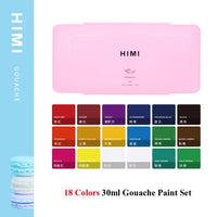 HIMI Gouache Paints Set 18/24colors 30ml Jelly Cup Watercolor Paint Safety Non-Toxic Gouache Artist With Palette For Biginners