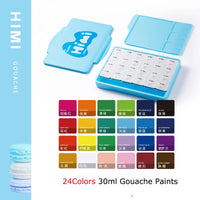 HIMI Miya-Conjunto de Tinta Guache com Paleta, Conjunto Aquarela, Não Tóxico, Design de Geléia, Suprimentos de Arte para Papel de Tela, 18, 24 Cores x 30ml