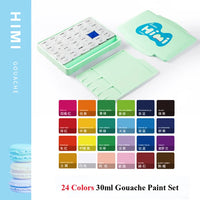 HIMI Miya Guache Pintura Jelly Cup Design Set, Aquarela com Paleta, Arte Suprimentos para Papel de Lona, 24, 18 Cores, 30ml