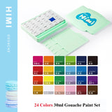 HIMI Miya Guache Pintura Jelly Cup Design Set, Aquarela com Paleta, Arte Suprimentos para Papel de Lona, 24, 18 Cores, 30ml