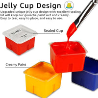 HIMI Miya Guache Pintura Jelly Cup Design Set, Aquarela com Paleta, Arte Suprimentos para Papel de Lona, 24, 18 Cores, 30ml