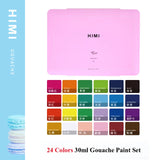 HIMI Miya Guache Pintura Jelly Cup Design Set, Aquarela com Paleta, Arte Suprimentos para Papel de Lona, 24, 18 Cores, 30ml