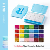 HIMI Miya Guache Pintura Jelly Cup Design Set, Aquarela com Paleta, Arte Suprimentos para Papel de Lona, 24, 18 Cores, 30ml