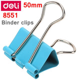 12PCS/BOX  Deli 8551 binder clips 2" (50mm) color clips paper documents clips