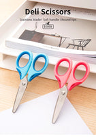 DELI School Scissors Soft-touch Cartoon Safe Scissor 135mm Hand Craft Paper Scissors for kids & Student Stationery