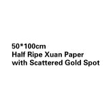 Half-Ripe Gold Foil Xuan Paper Chinese Rice Paper for Painting Calligraphy 100shees Bamboo Pulp Paper with Scattered Gold Spot