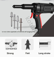 Handheld Electric Rivet Gun, reforçada, Heavy-Duty, rebitador cego, ferramenta elétrica