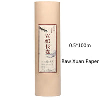 Handmade Thicken Half Ripe Rice Paper Chinese Sandalwood Bark Papier Long Roll Calligraphy Painting Raw Xuan Paper Papel Arroz