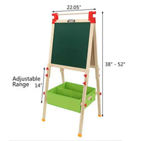 USA DIRECT - Double-sided Chalkboard Magnetic Whiteboard For Kids Floor-standing Drawing Board With Letters & Storage Tray