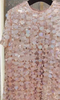 AOOKDRESS High Quality Handmade Pink Sequins Dress Wool Bling Bling Runway Women Formal Wool Dress Fashion Silk Dress