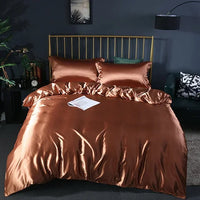 AOOKMIYA High-end Blending Natural Mulberry Silk Bedding Set Luxury Satin Silky Queen Size Duvet Cover Set with Sheets King Size Bed Set