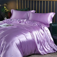 AOOKMIYA High-end Blending Natural Mulberry Silk Bedding Set Luxury Satin Silky Queen Size Duvet Cover Set with Sheets King Size Bed Set