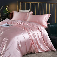 AOOKMIYA High-end Blending Natural Mulberry Silk Bedding Set Luxury Satin Silky Queen Size Duvet Cover Set with Sheets King Size Bed Set