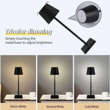 Hotel Cordless Usb Rechargeable Table Lamp Poldina Waterproof Touch Switch Table Lamp for Bedroom Hotel Living Room Restaurant