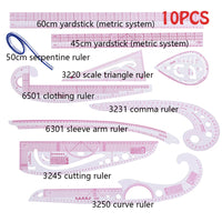 INNE 4/5/6/7/8/9/10/13PCS Set Ruler Sewing Tools Accessories Tailor Measuring Kit Drawing Yardstick Sleeve Arm French Curve