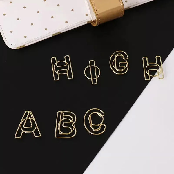 Imitação De Ouro Clipe De Papel, Alfabeto Em Forma De Clipes De Papel Decorativos, Braçadeira De Metal, Artigos De Papelaria Bonito Suprimentos, 26 Forma De Letra