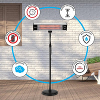 Infrared Patio Heater, Electric Patio Heater for Indoor/Outdoor Use, Portable Stand Heater with Remote Control, 1500 W