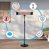 Infrared Patio Heater, Electric Patio Heater for Indoor/Outdoor Use, Portable Stand Heater with Remote Control, 1500 W