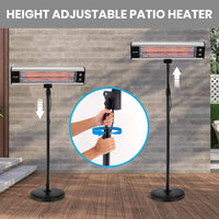 Infrared Patio Heater, Electric Patio Heater for Indoor/Outdoor Use, Portable Stand Heater with Remote Control, 1500 W