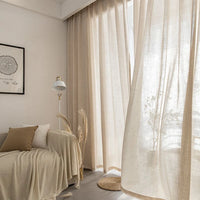 Japanese Simple Style Curtain Balcony Floor-to-ceiling Window Drapes Bedroom Bay Window Curtains Home Shade Living Room Drape