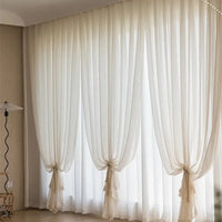 Japanese Style Tulle Curtains Window for Living Room Brown Cotton Linen Voile Curtains For Bedroom Sheer Curtains Drapes