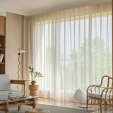 Japanese Style Tulle Curtains Window for Living Room Brown Cotton Linen Voile Curtains For Bedroom Sheer Curtains Drapes