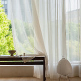 Japanese Style Tulle Curtains Window for Living Room Brown Cotton Linen Voile Curtains For Bedroom Sheer Curtains Drapes