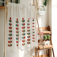 Japanese embroidery curtain tulle Bookcase cabinet curtains coffee door curtain versatile custom cotton linen partition yarn