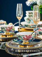 AOOKMIYA Jingdezhen-Porcelain Tableware Set, Chinese Bowls and Dishes, Household Bone China, Light Luxury, High End Dishes and Dishes