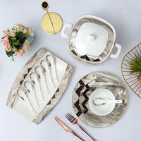 AOOKMIYA Jingdezhen-bone china tableware, marble ceramic plate, chopsticks, spoon combination set