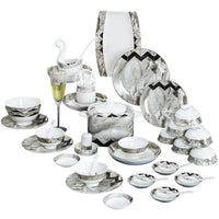 AOOKMIYA Jingdezhen-bone china tableware, marble ceramic plate, chopsticks, spoon combination set