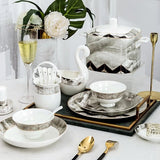 AOOKMIYA Jingdezhen-bone china tableware, marble ceramic plate, chopsticks, spoon combination set