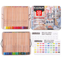 Kalour 50 peça profissional lápis colorido lápis pastel macio lápis de pele de madeira matizes pastel lápis coloridos para a escola de desenho