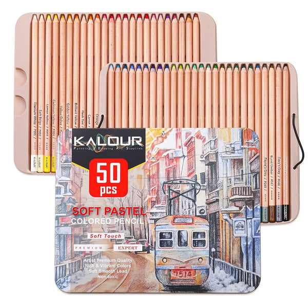 Kalour-Color Oleosa Lápis Set, Pintura Graffiti, Desenho Mistura de Sombreamento, Papelaria Escolar, Arte Suprimentos para Crianças e Adultos, 50Pcs