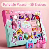 Kawaii Fairy Princess Cartoon Eraser Set para Crianças, Borrachas de Alimentos, Novidade Animal Shape Rubber, Artigos de papelaria bonitos