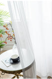 Korean simple chiffon curtain yarn white curtain living room French window curtain yarn wave window dining room curtain yarn