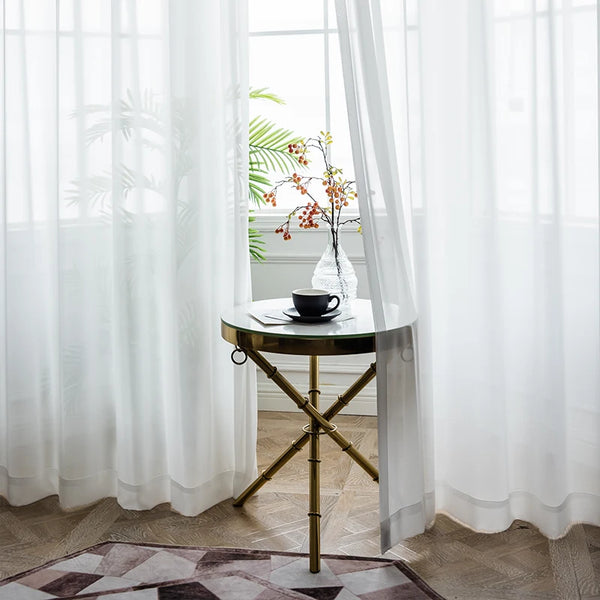 Korean simple chiffon curtain yarn white curtain living room French window curtain yarn wave window dining room curtain yarn