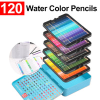 Lápis Aquarela de 120 Cores Lápis Coloridos Solúveis em Água Profissional Com Caixa De Metal para Adulto Coloring Book Artist Student