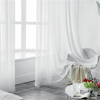 LISM Modern Solid White Tulle Curtains for Living Room Bedroom Window Sheer Voile Blinds Chiffon Curtain for Kitchen Home Decor