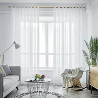 LISM Modern Solid White Tulle Curtains for Living Room Bedroom Window Sheer Voile Blinds Chiffon Curtain for Kitchen Home Decor