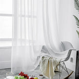 LISM Modern Solid White Tulle Curtains for Living Room Bedroom Window Sheer Voile Blinds Chiffon Curtain for Kitchen Home Decor