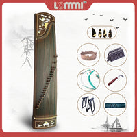 LOMMI Master Advanced Zither Sandalwood Guzheng Instrument 21 Strings Chinese Zither Lotus Pattern Inlay Harp Full Accessories