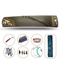 LOMMI Master Advanced Zither Sandalwood Guzheng Instrument 21 Strings Chinese Zither Lotus Pattern Inlay Harp Full Accessories