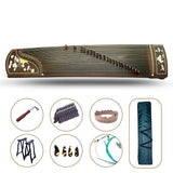 LOMMI Master Advanced Zither Sandalwood Guzheng Instrument 21 Strings Chinese Zither Lotus Pattern Inlay Harp Full Accessories