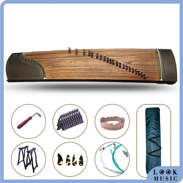 LOOK 21 Strings Standard Black Sandalwood Guzheng Chinese Zither String Instrument Level 10 Exam Professional Performance