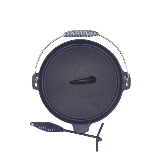 Large Dutch Oven BBQ Oven Pot Large Cast Iron Cooking Pot Roasting Pan Also  for Gas Grill Multi-function Cookware Stew Pot